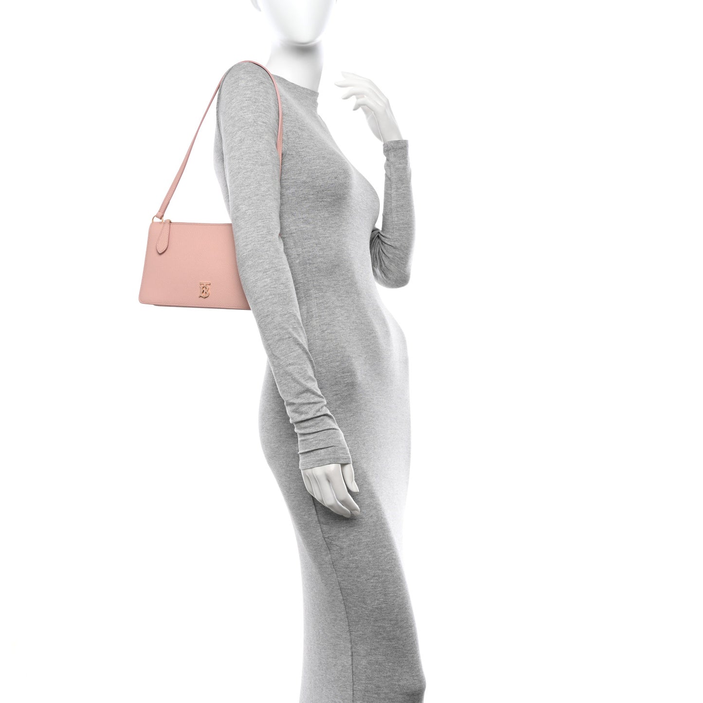 Grained Calfskin Mini TB Shoulder Pouch Dusty Pink