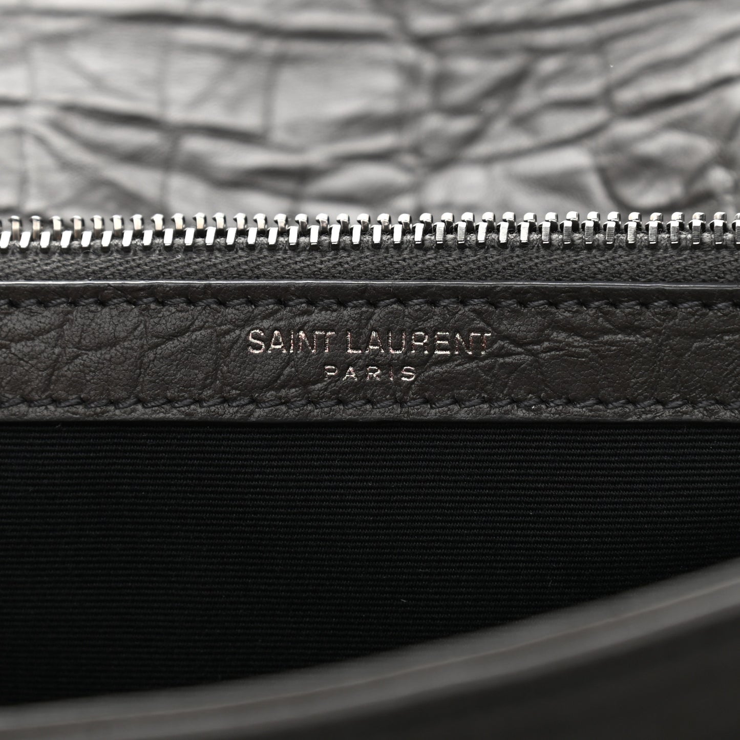 Calfskin Crocodile Embossed Medium West Hollywood Monogram Fold-Over Grey