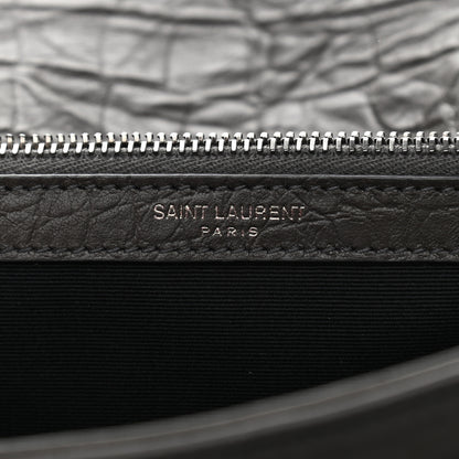 Saint Laurent Calfskin Crocodile Embossed Medium West Hollywood Monogram Fold-Over Grey 6 of 11