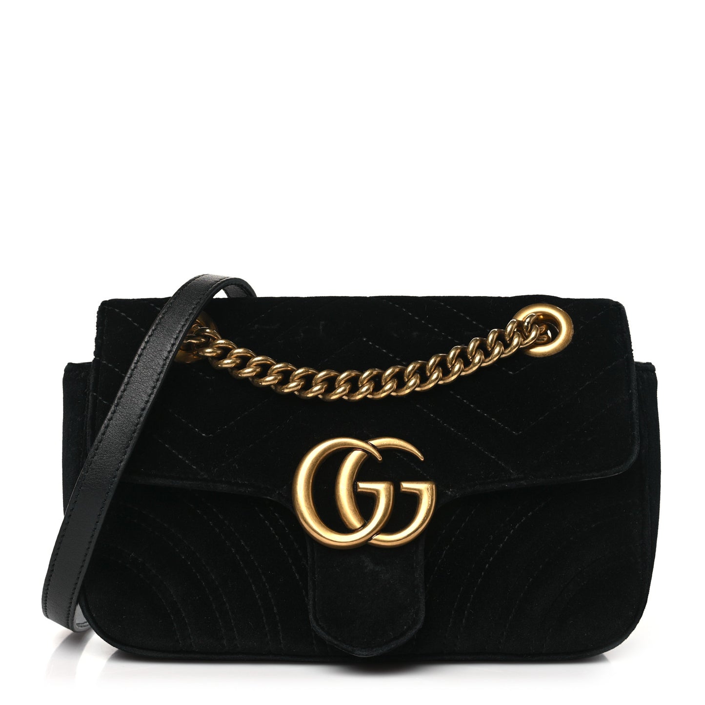 Velvet Matelasse Mini GG Marmont Shoulder Bag Black