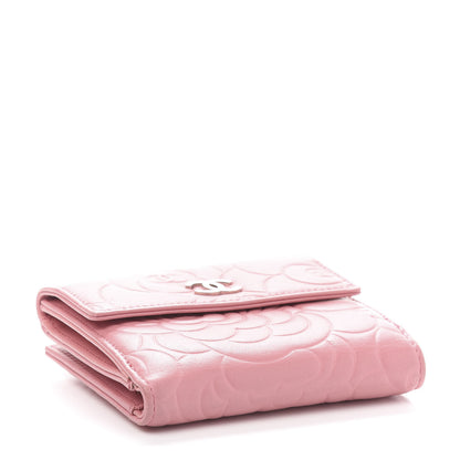 Chanel Lambskin Embossed Camellia French Wallet Pink 4 of 10