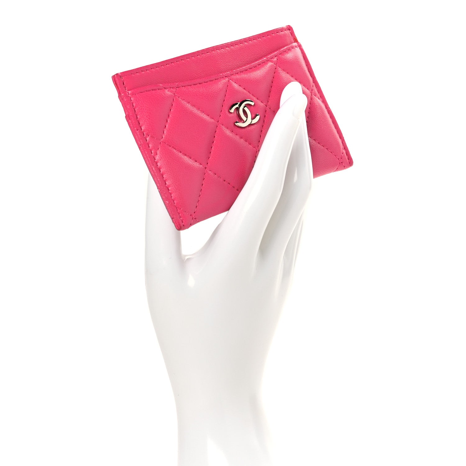 Chanel Lambskin Quilted Card Holder Fuchsia 2 of 9