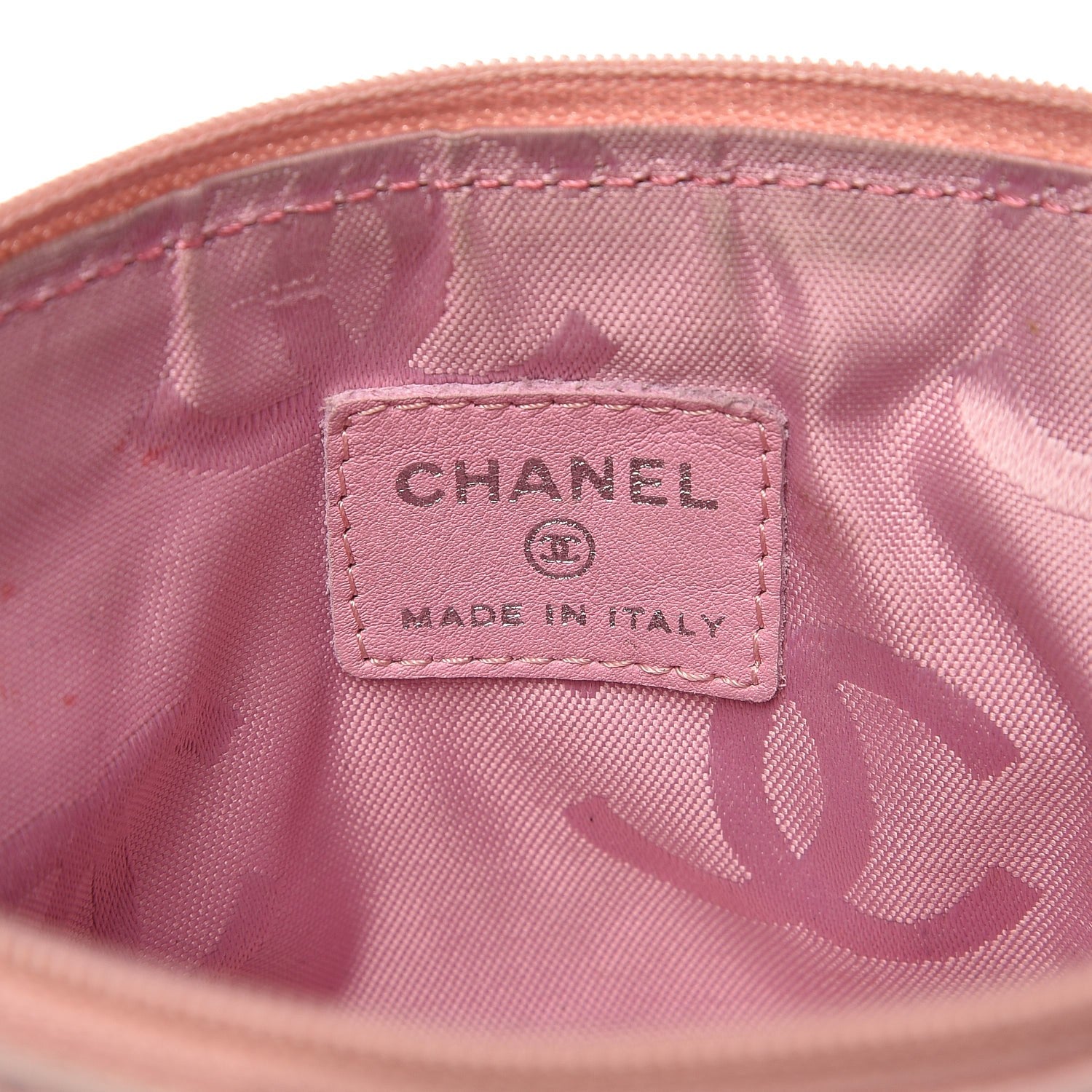 Chanel Calfskin Quilted Cambon Cosmetic Pouch Pink Black 6 of 12