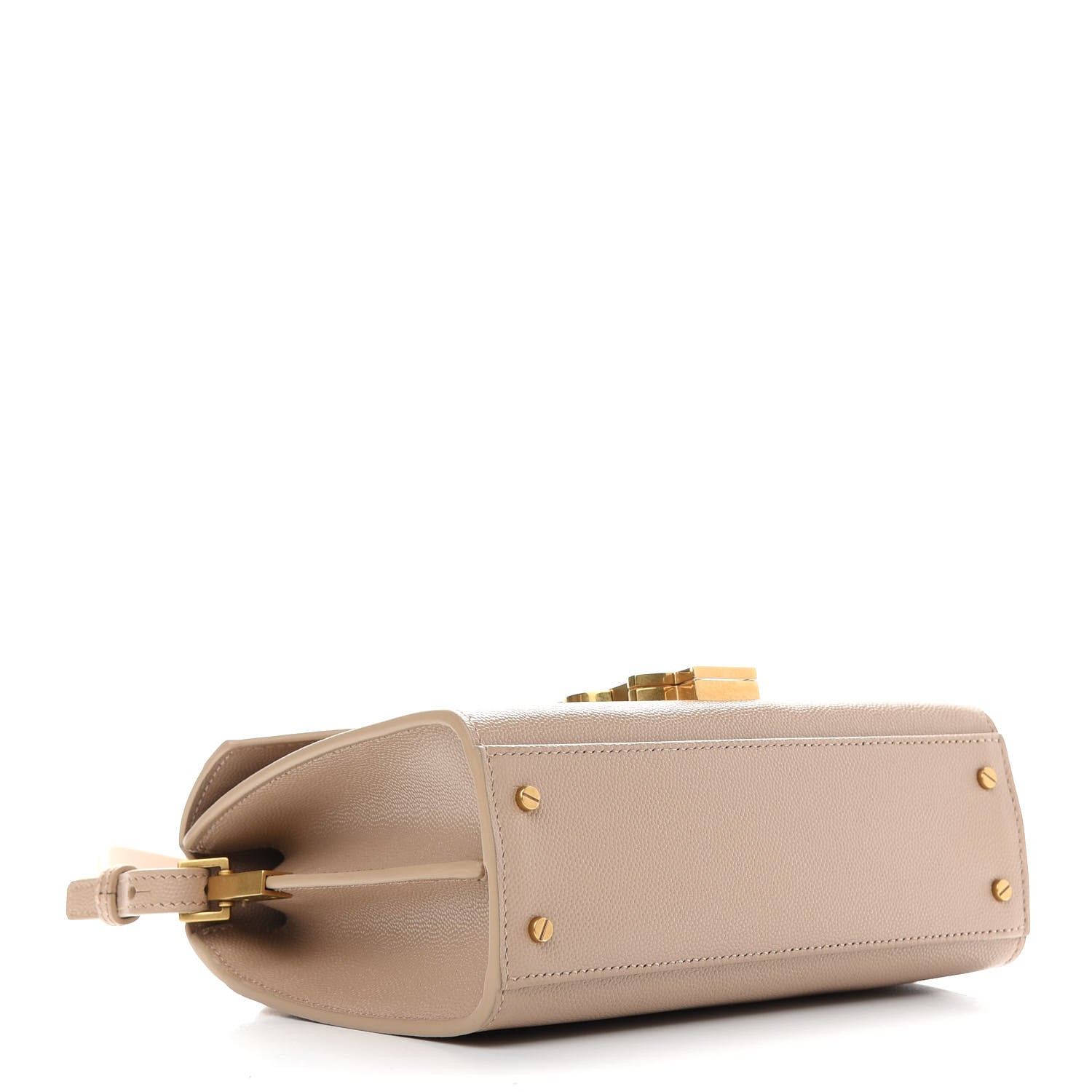 Saint Laurent Grain de Poudre Mini Classic Monogram Cassandra Top Handle Beige 4 of 8
