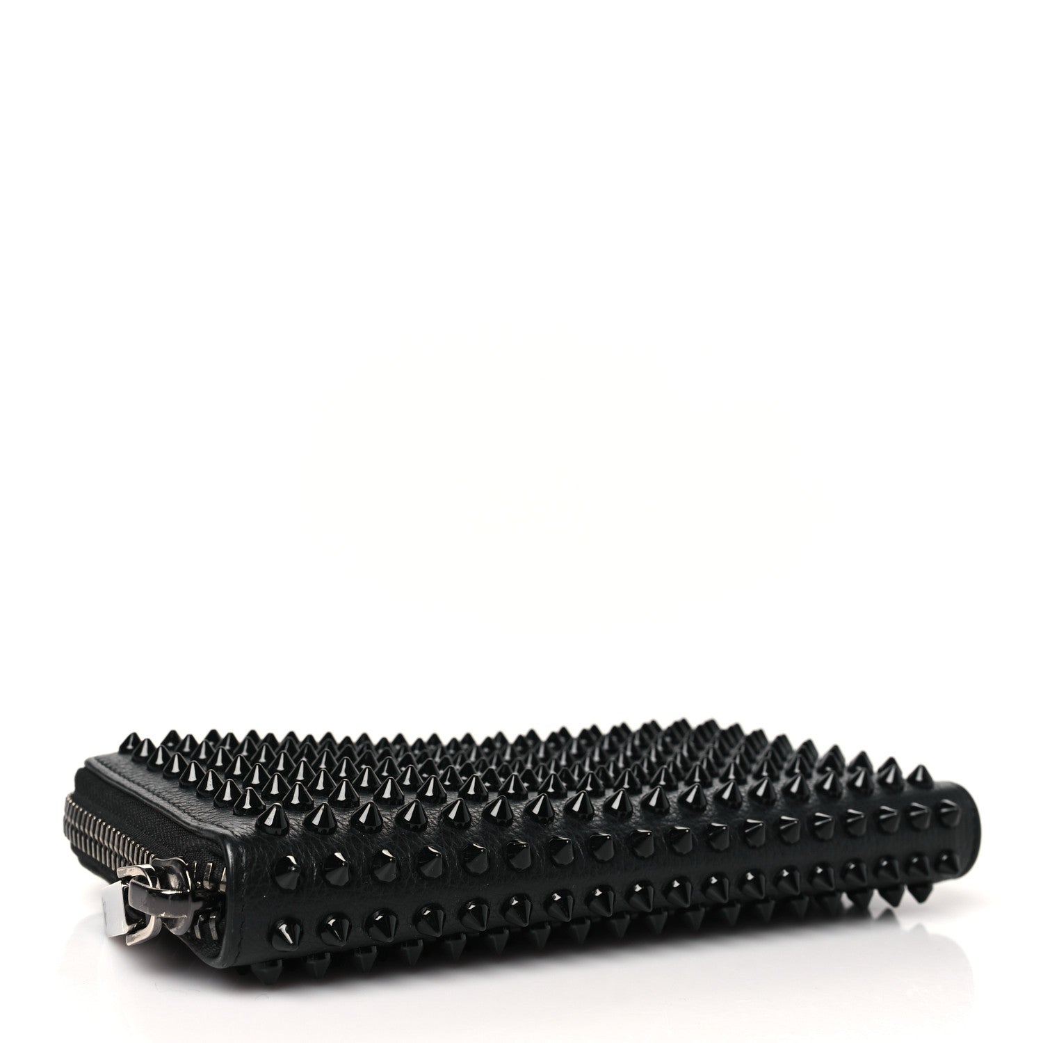 Christian Louboutin Calfskin Panettone Spiked Zip Around Wallet Black 4 of 7