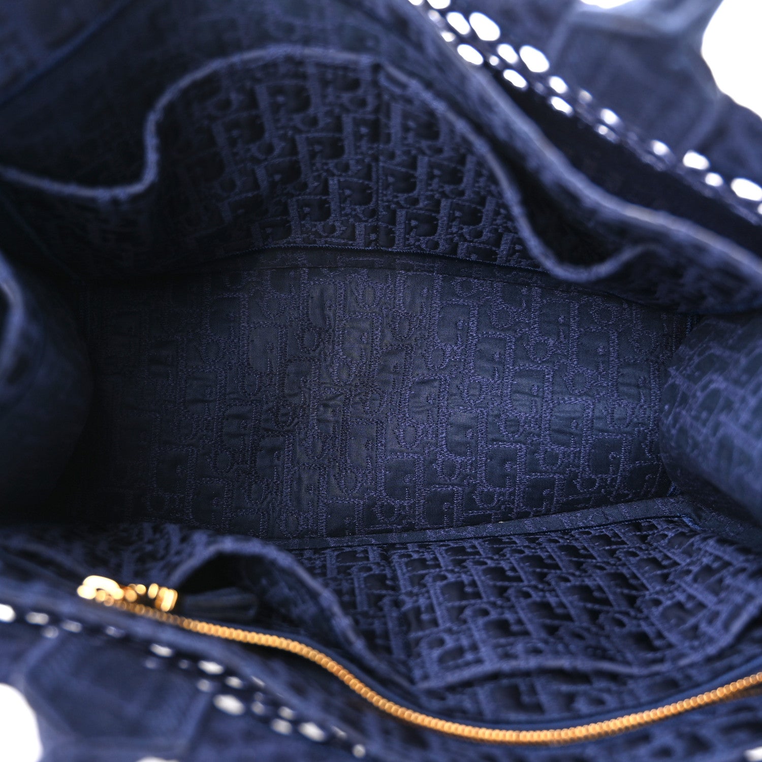 Christian Dior Mesh Embroidered Medium Book Tote Navy Blue 5 of 10
