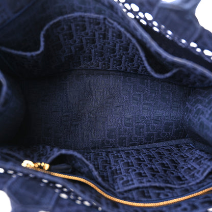 Christian Dior Mesh Embroidered Medium Book Tote Navy Blue 5 of 10