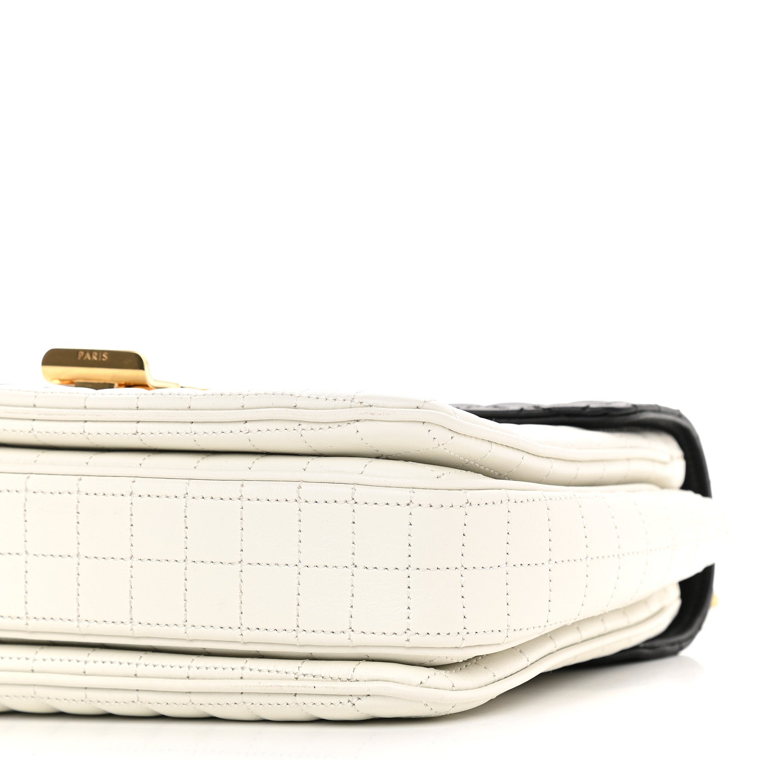 Celine Calfskin Quilted Medium C Bag Black White 9 of 10