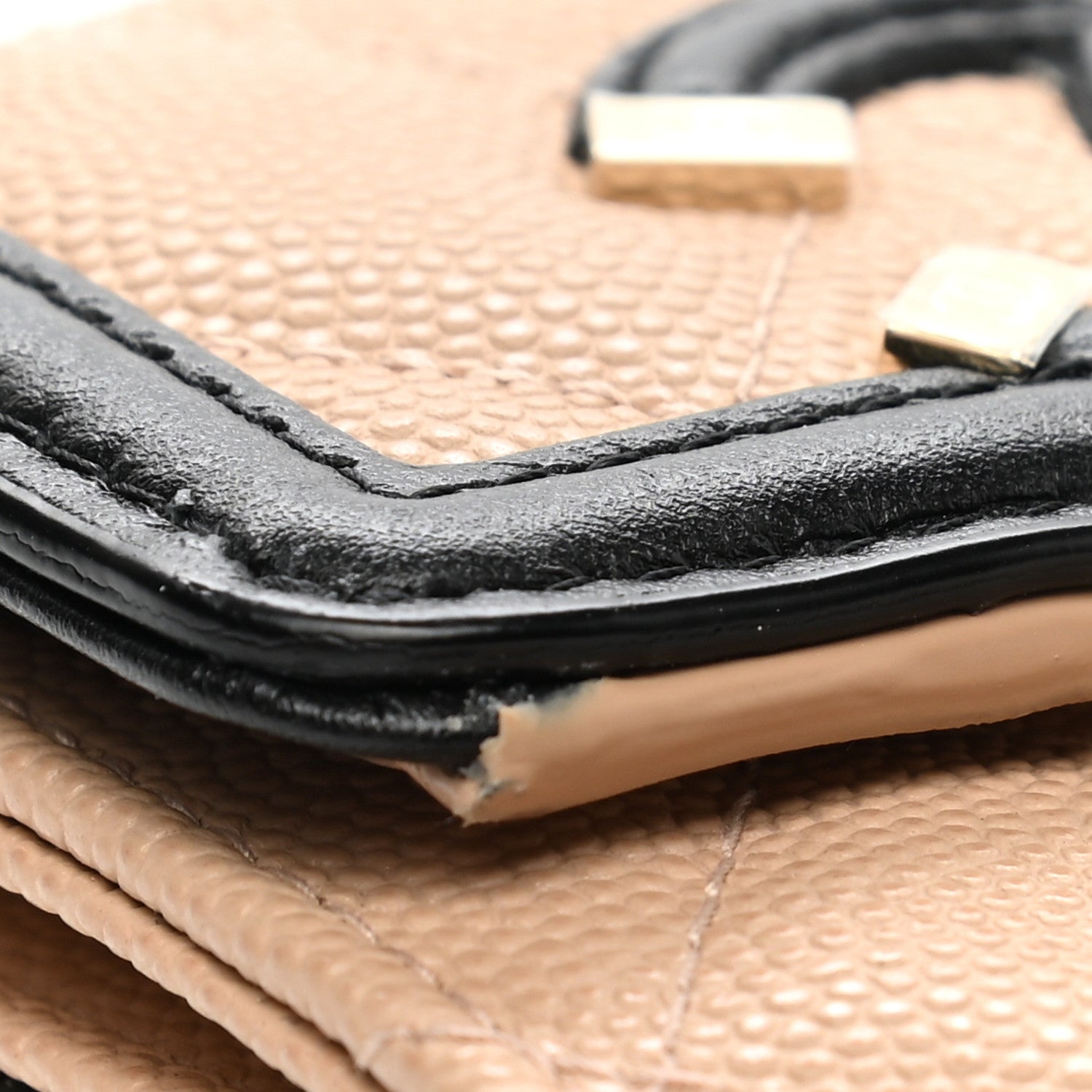 Chanel Caviar Quilted Filigree Flap Wallet Beige Black 8 of 9