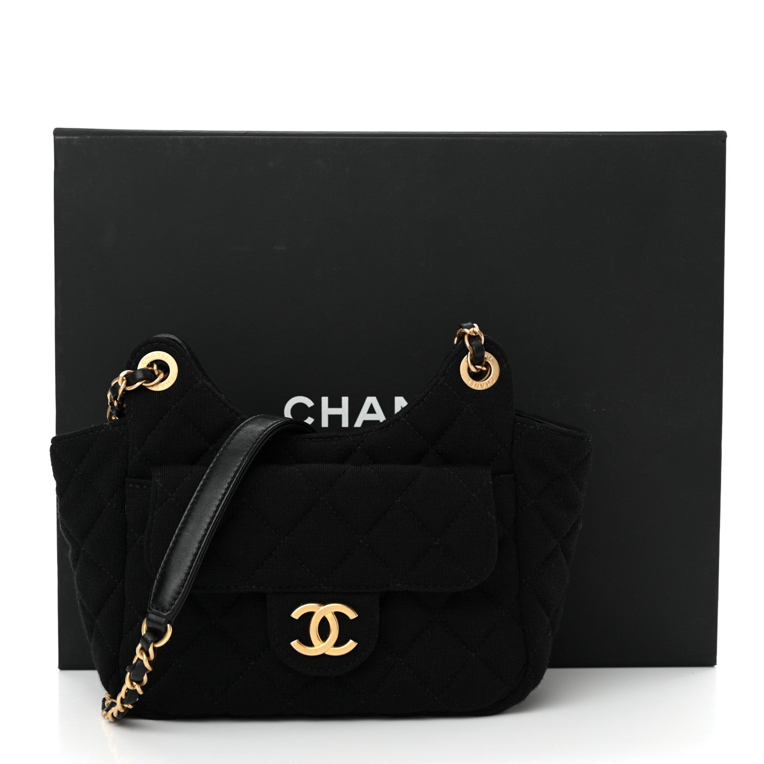 Chanel Jersey Quilted Small Wavy CC Hobo Black 11 of 11