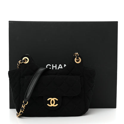 Chanel Jersey Quilted Small Wavy CC Hobo Black 11 of 11
