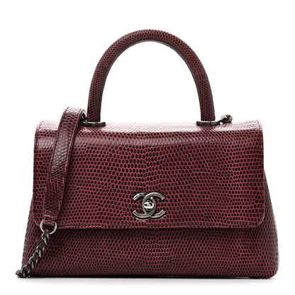 Chanel Lizard Mini Coco Handle Flap Burgundy 1 of 10