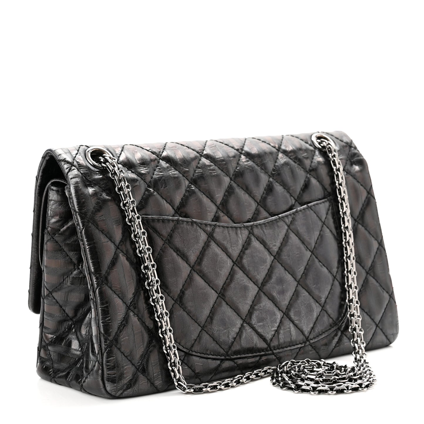 Metallic Calfskin Striped 2.55 Reissue 226 Flap Black