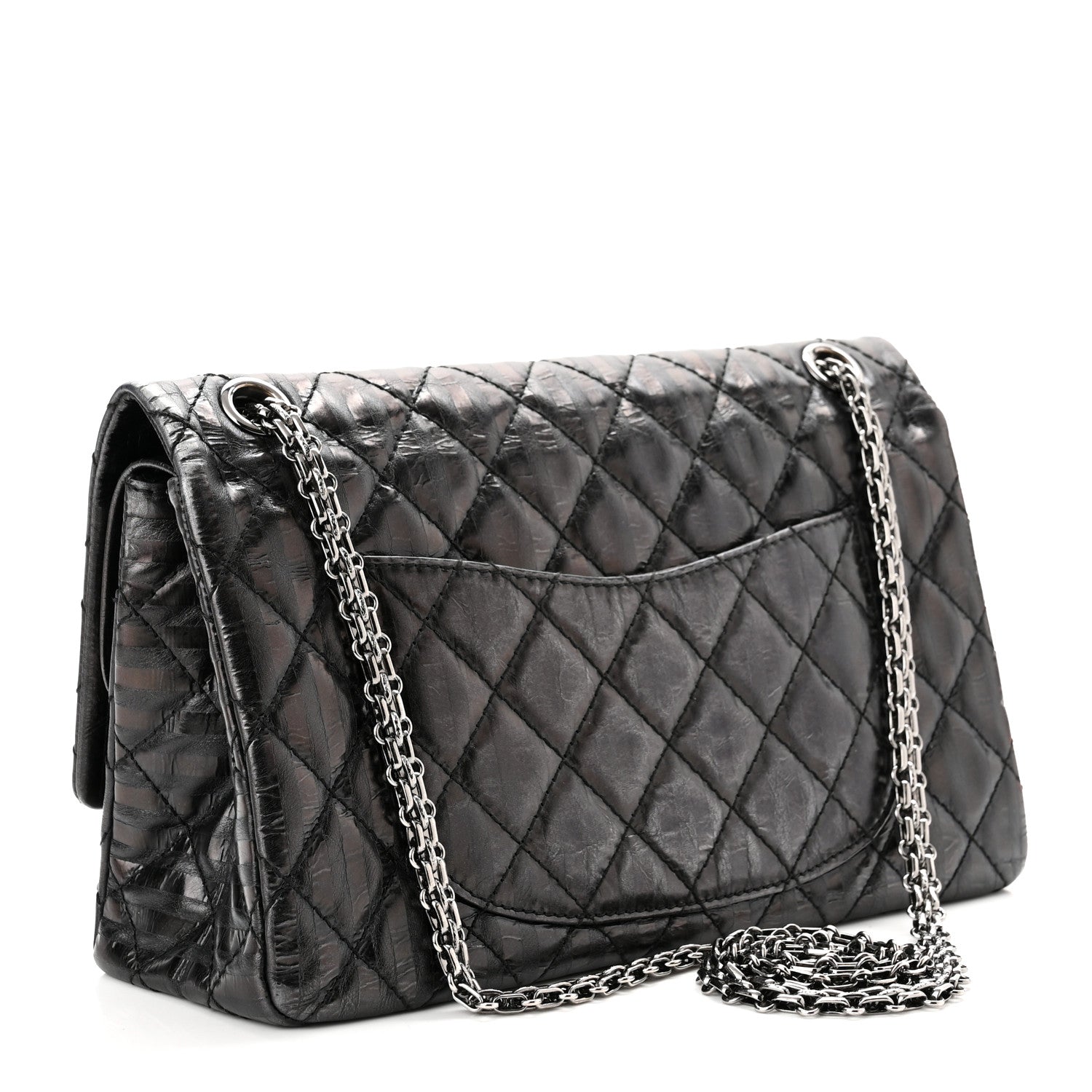 Chanel Metallic Calfskin Striped 2.55 Reissue 226 Flap Black 2 of 9