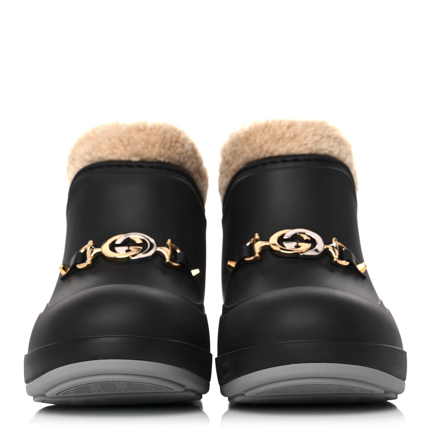 Gucci Rubber Wool Womens Crossy Ankle Boots 37 Black Butterscotch 2 of 9