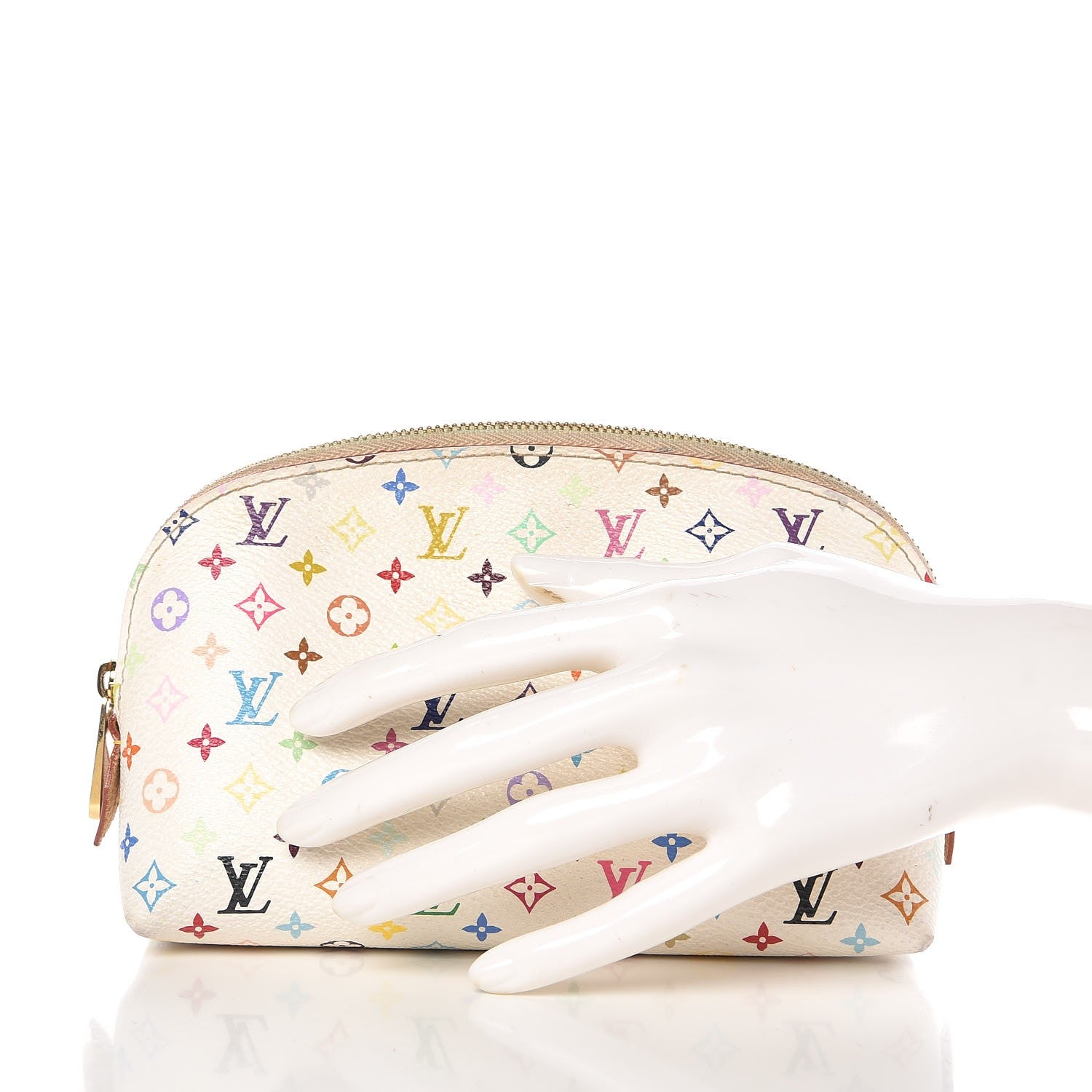 Louis Vuitton Monogram Multicolor Cosmetic Pouch White Litchi 2 of 7