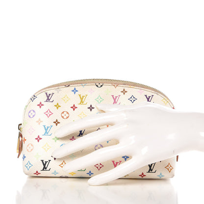 Louis Vuitton Monogram Multicolor Cosmetic Pouch White Litchi 2 of 7