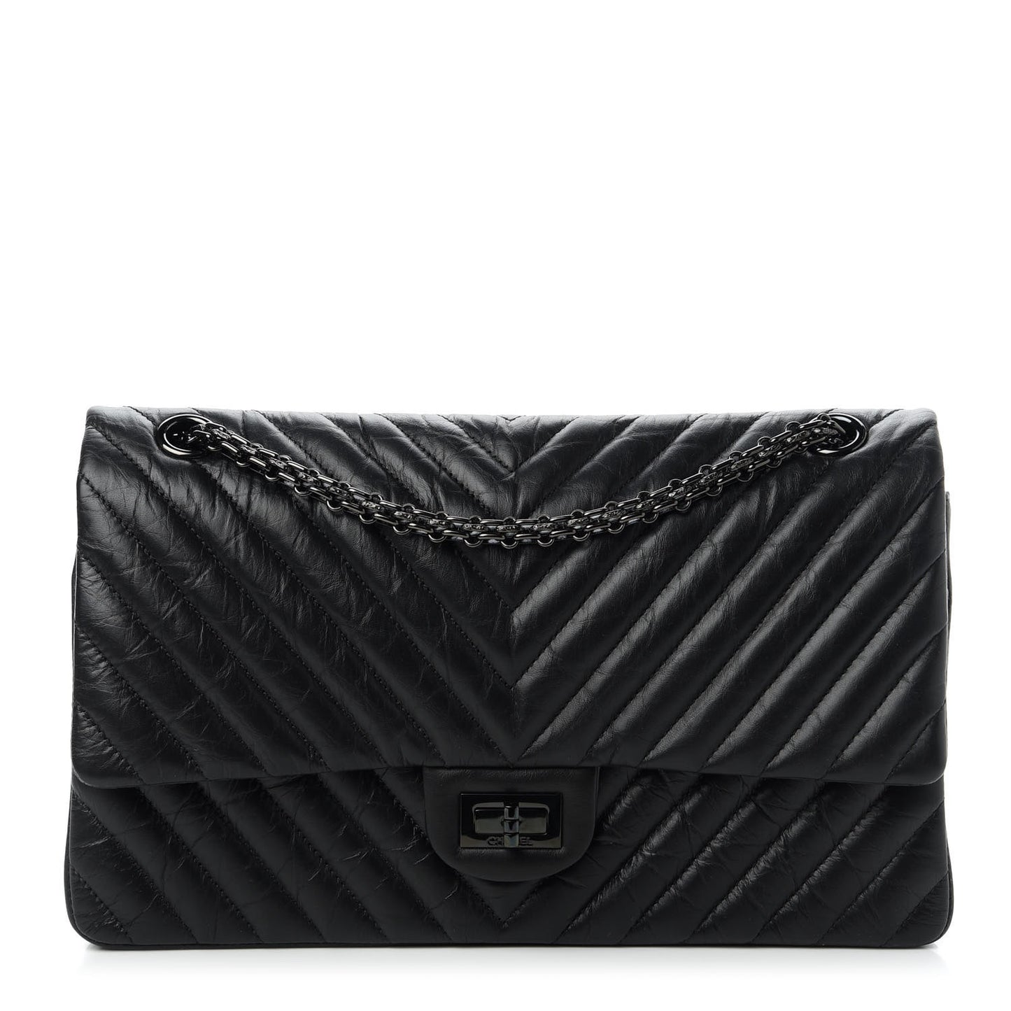 Aged Calfskin Chevron Quilted 2.55 Reissue 226 So Black