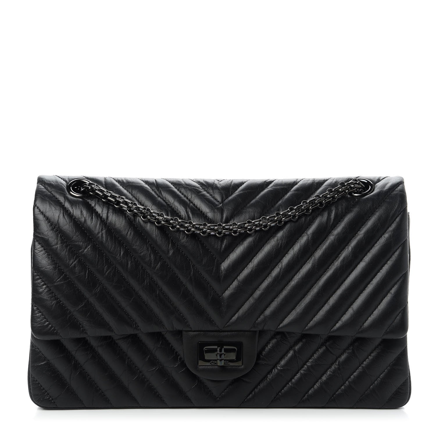 Chanel Aged Calfskin Chevron Quilted 2.55 Reissue 226 So Black 1 of 10