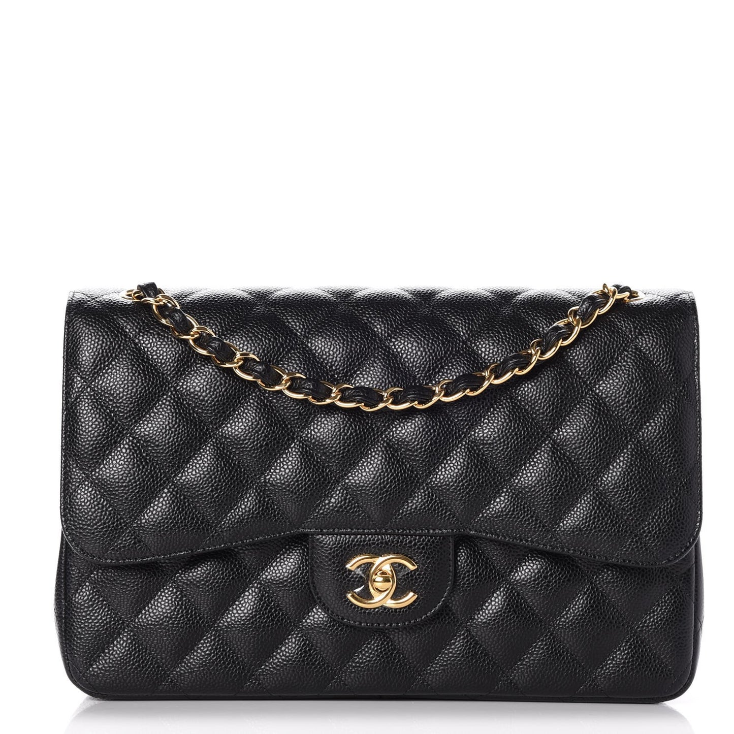 Caviar Quilted Jumbo Double Flap Black