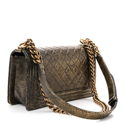 Chanel Cracked Metallic Calfskin Quilted Medium Boy Flap Gold 3 of 10
