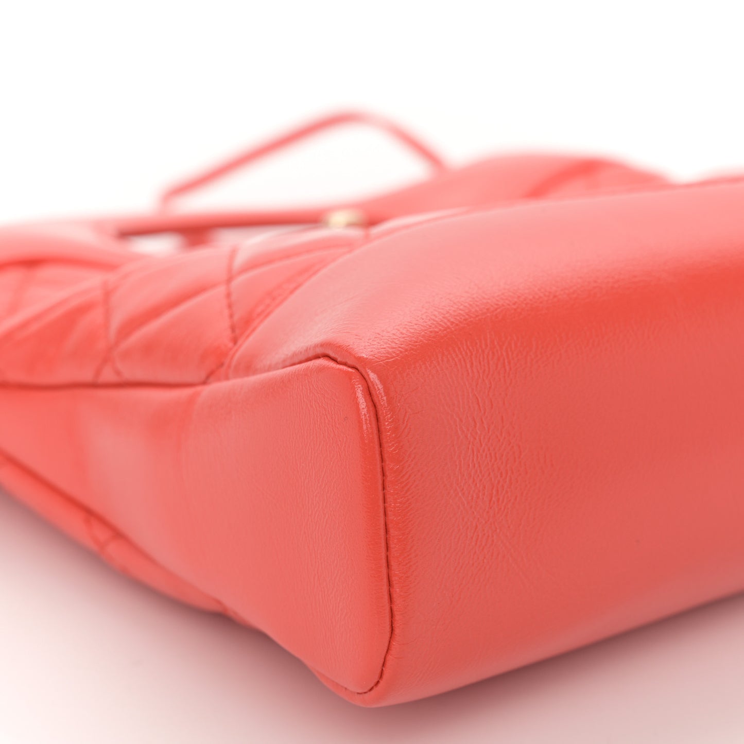 Shiny Lambskin Quilted Mini 31 Shopping Bag Orange