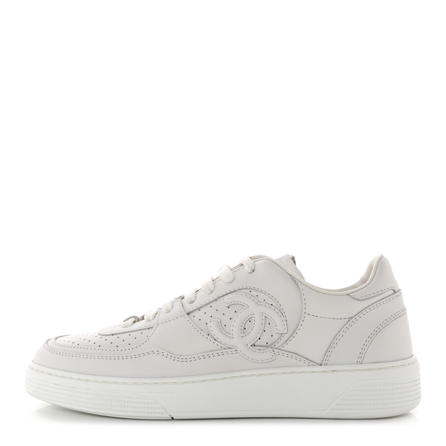 Calfskin CC Womens Sneakers 38.5 White