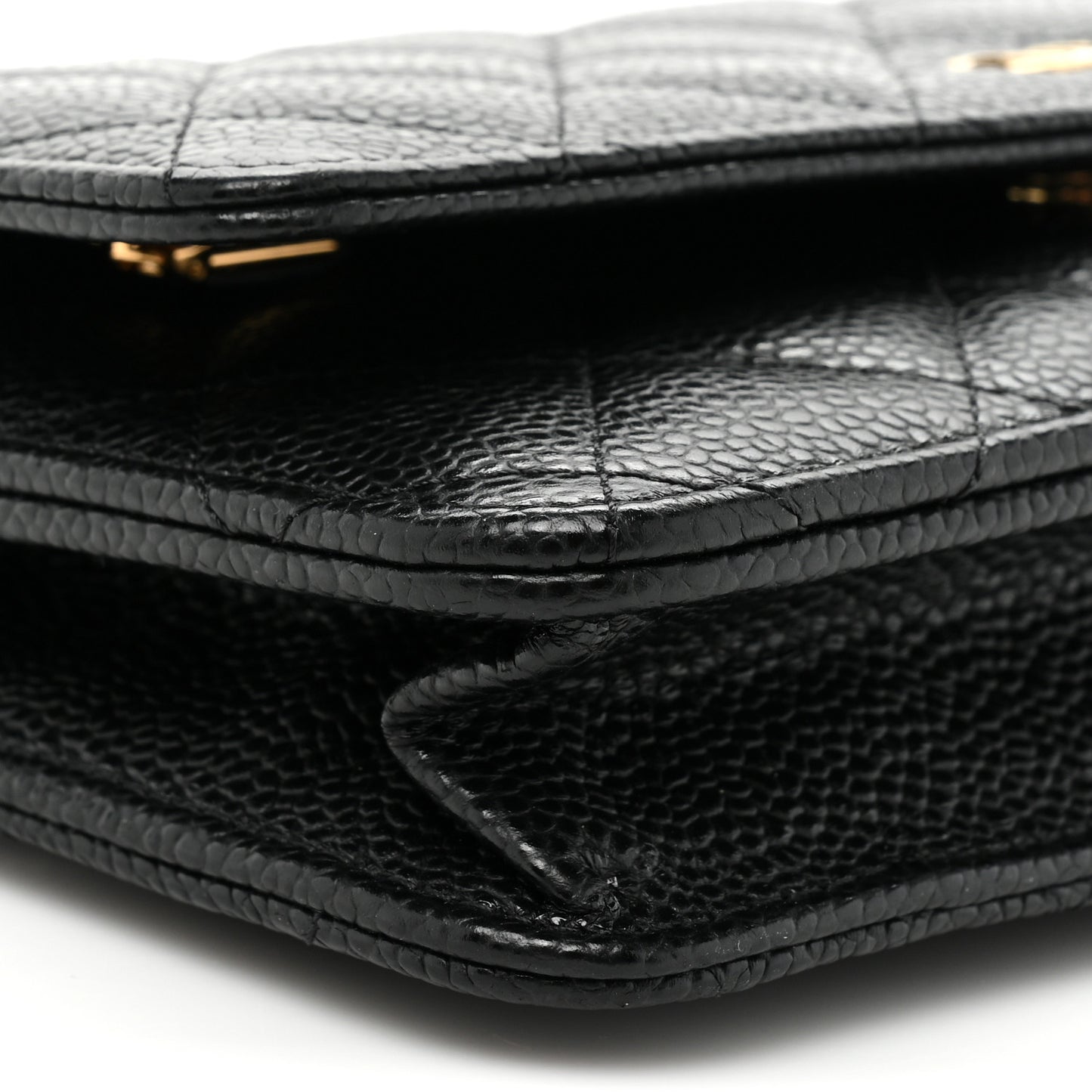 Caviar Quilted Wallet on Chain WOC Black