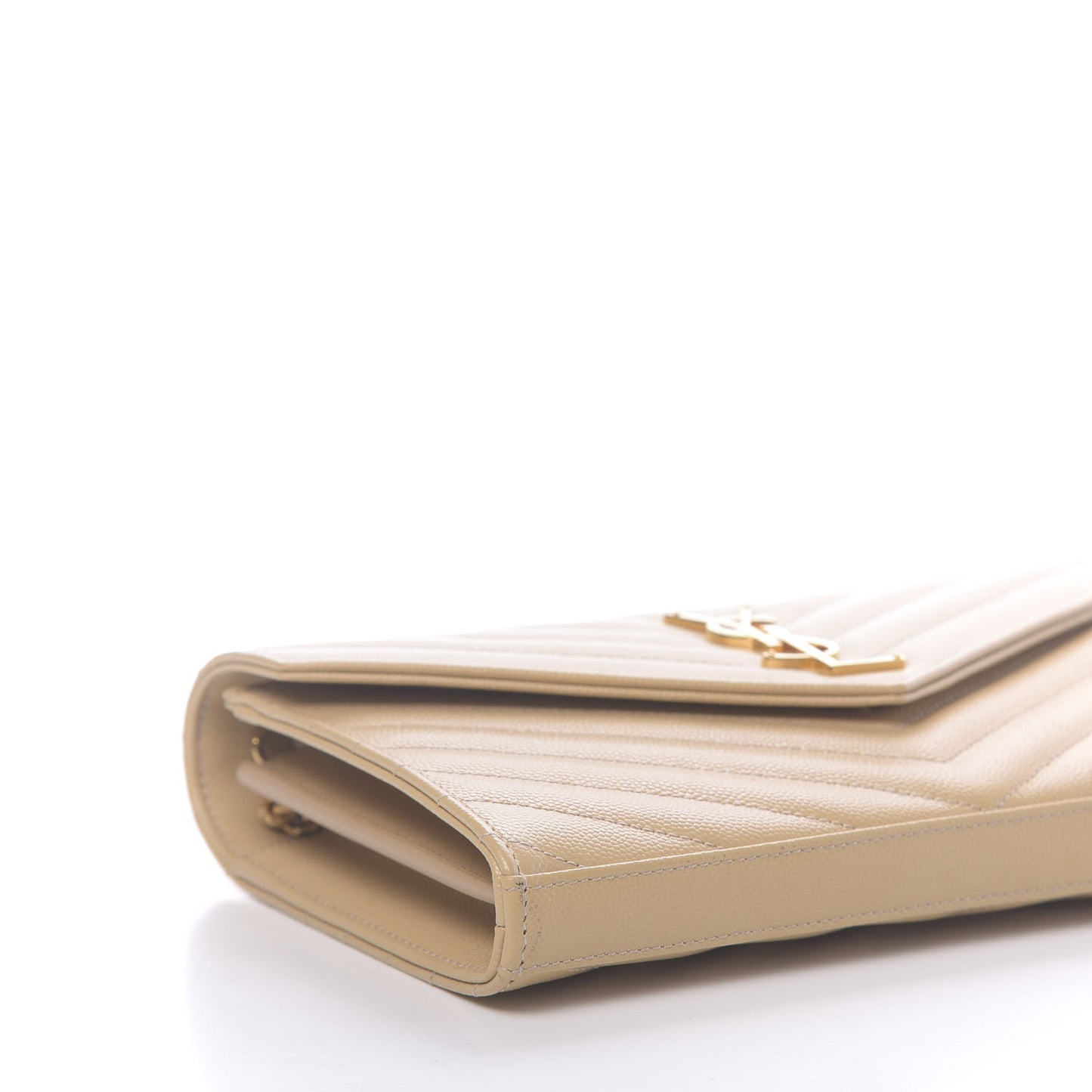 Grain De Poudre Matelasse Chevron Monogram Chain Wallet Nude Powder