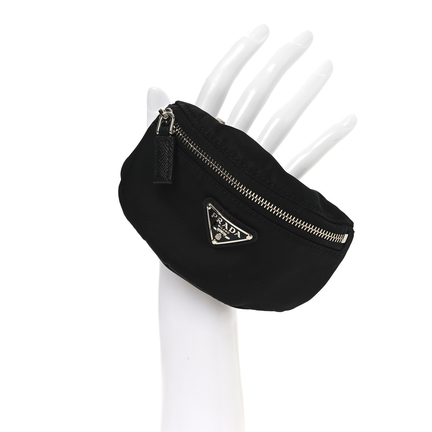 Prada Re-Nylon Travel Saffiano Metal Triangle Logo Mini Arm Pouch Black 2 of 6