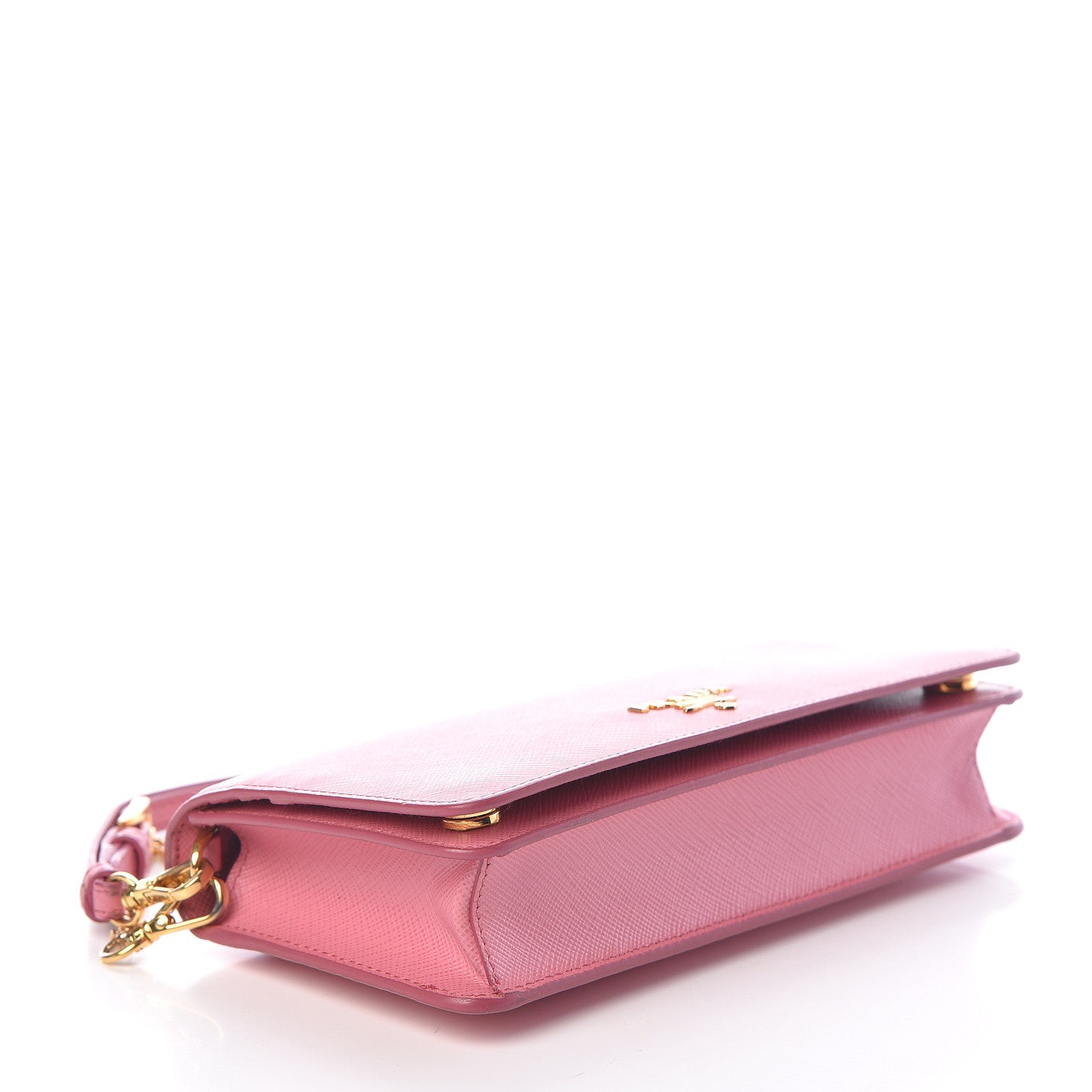 Prada Saffiano Metal Phone Wristlet Crossbody Wallet Begonia 4 of 9