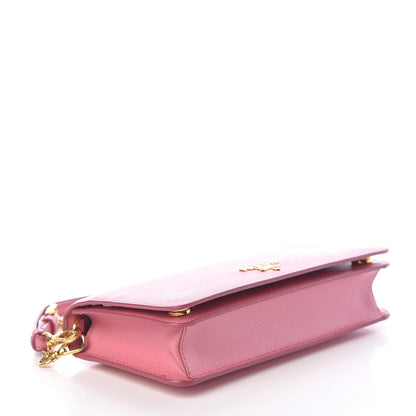 Prada Saffiano Metal Phone Wristlet Crossbody Wallet Begonia 4 of 9