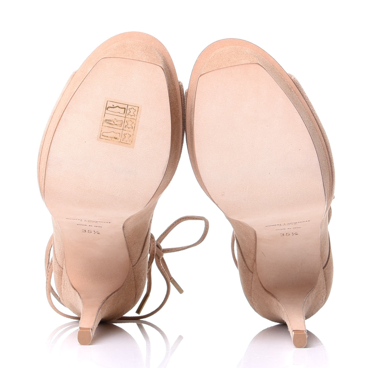 Suede Lou Tribute 105 Lace Platform Sandals 35.5 Beige
