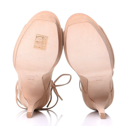 Saint Laurent Suede Lou Tribute 105 Lace Platform Sandals 35.5 Beige 7 of 12