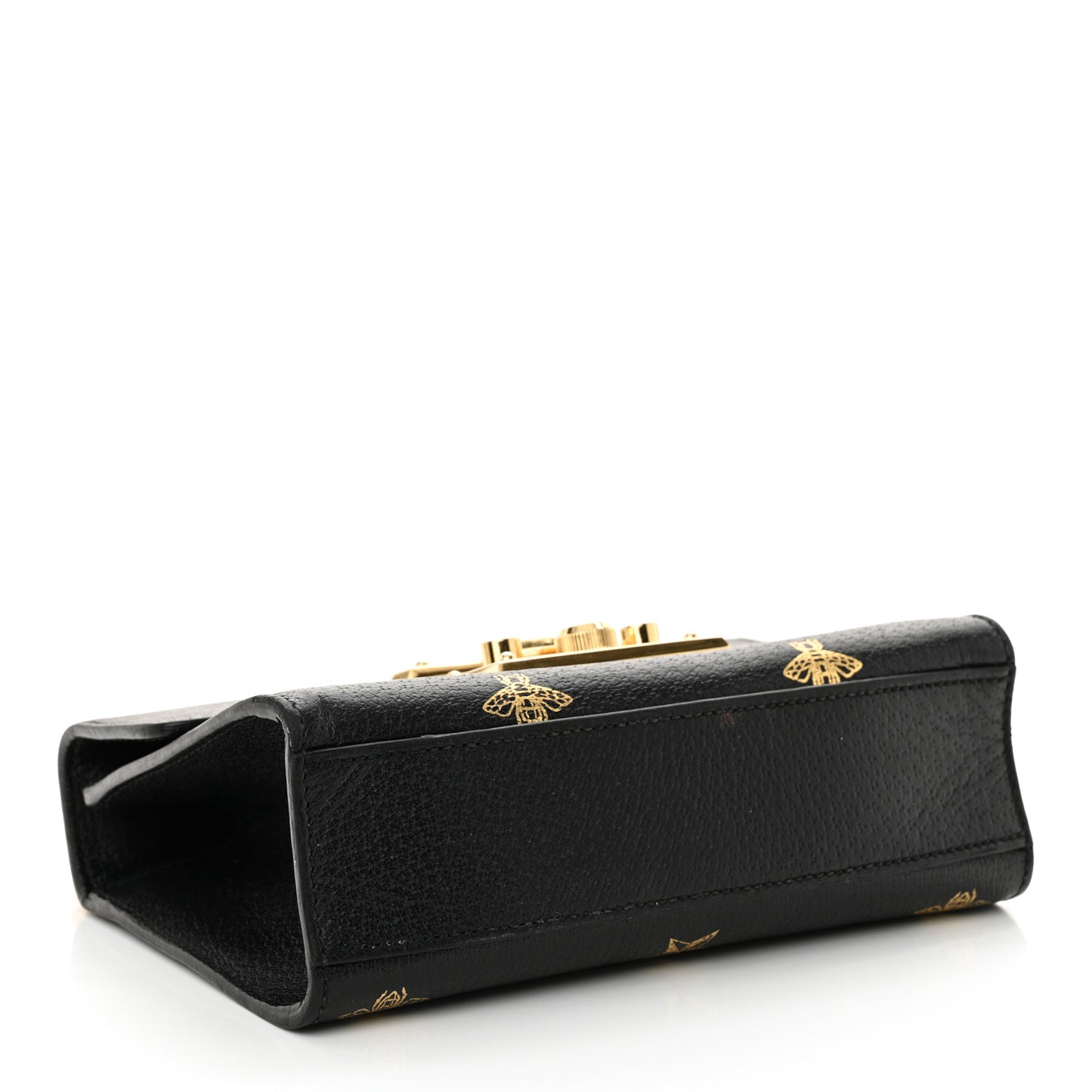 Grained Calfskin Bee Star Small Padlock Shoulder Bag Black