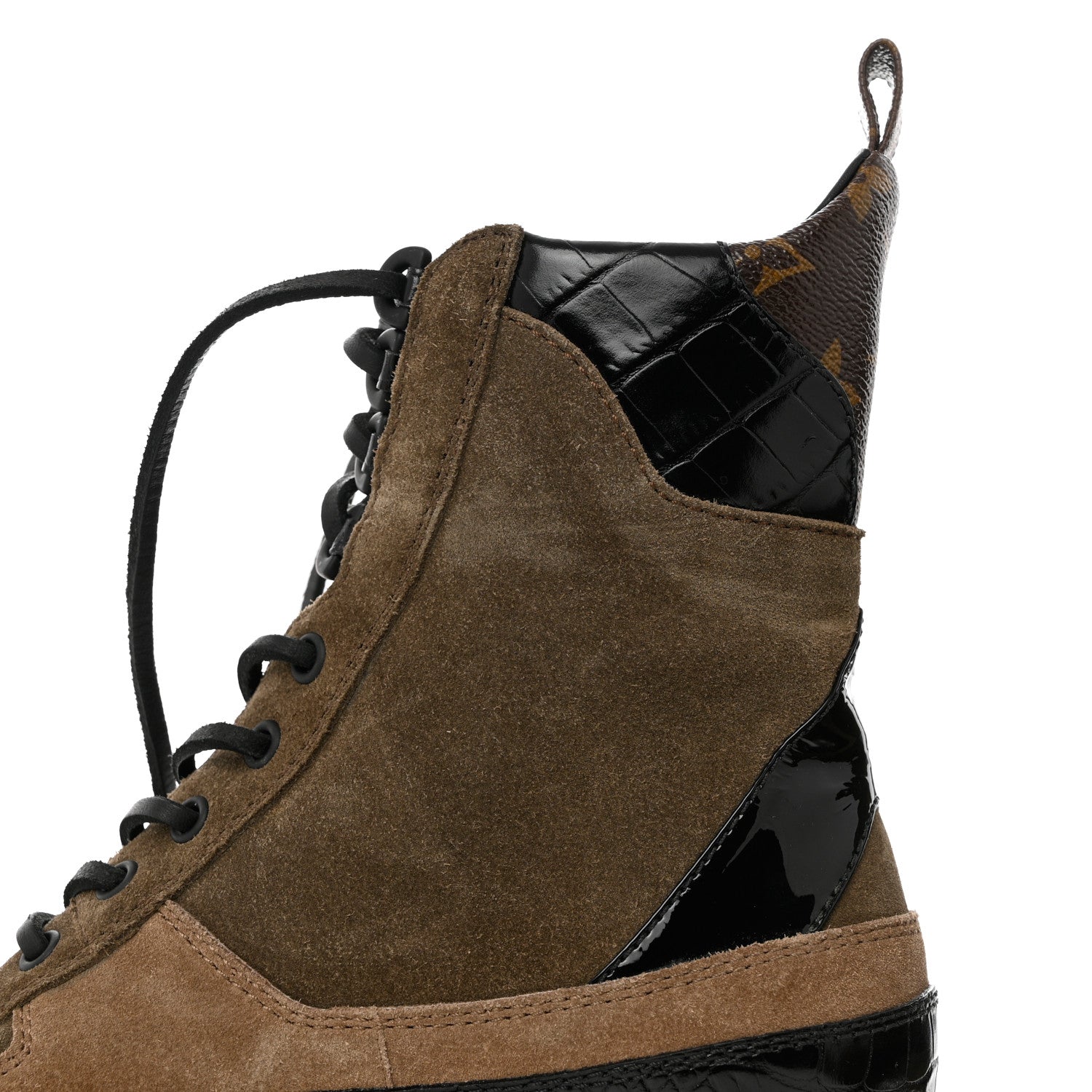 Louis Vuitton Suede Calfskin Monogram Laureate Platform Desert Boots 37 Taupe 10 of 12