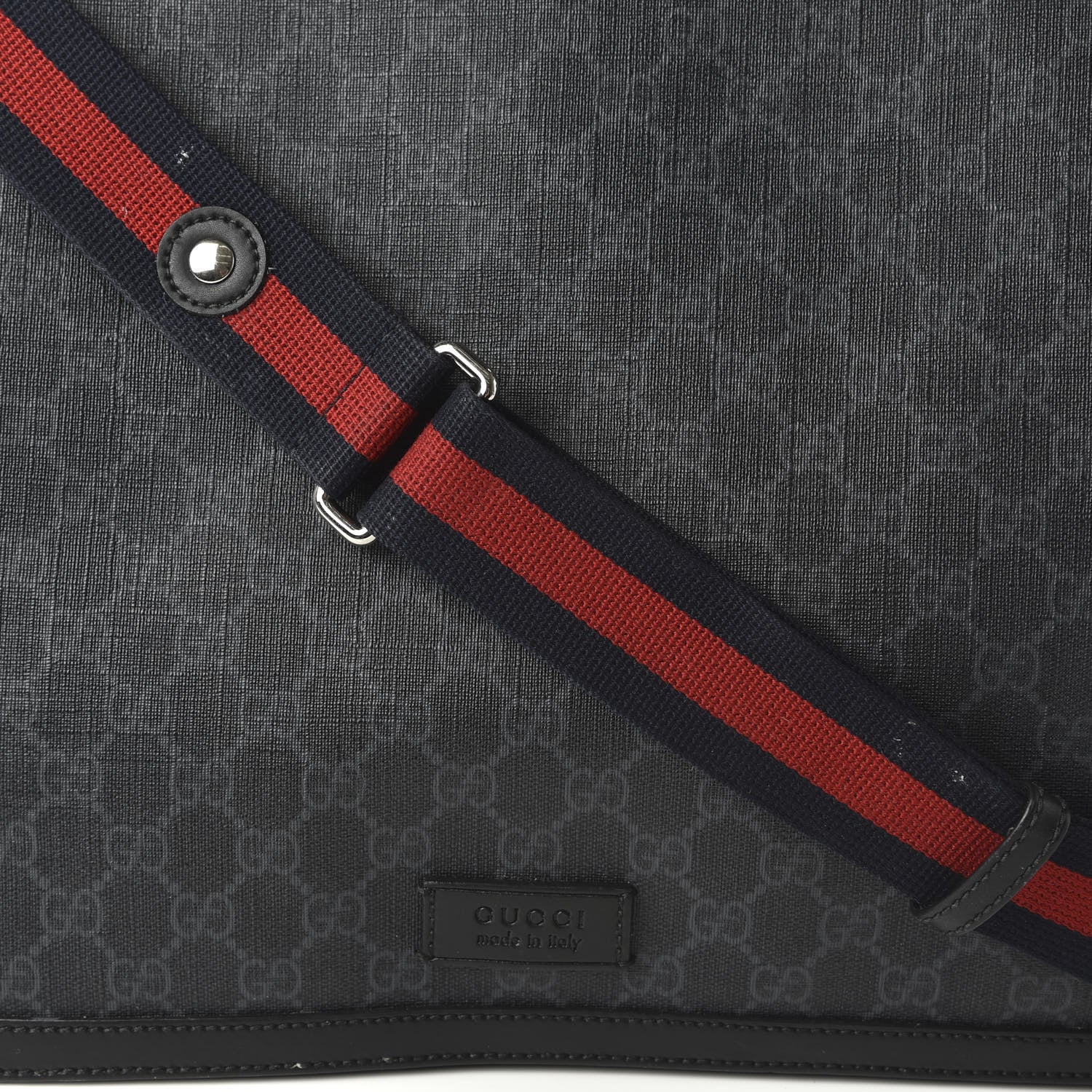 Gucci GG Supreme Monogram Web Messenger Diaper Bag Black Grey 10 of 17