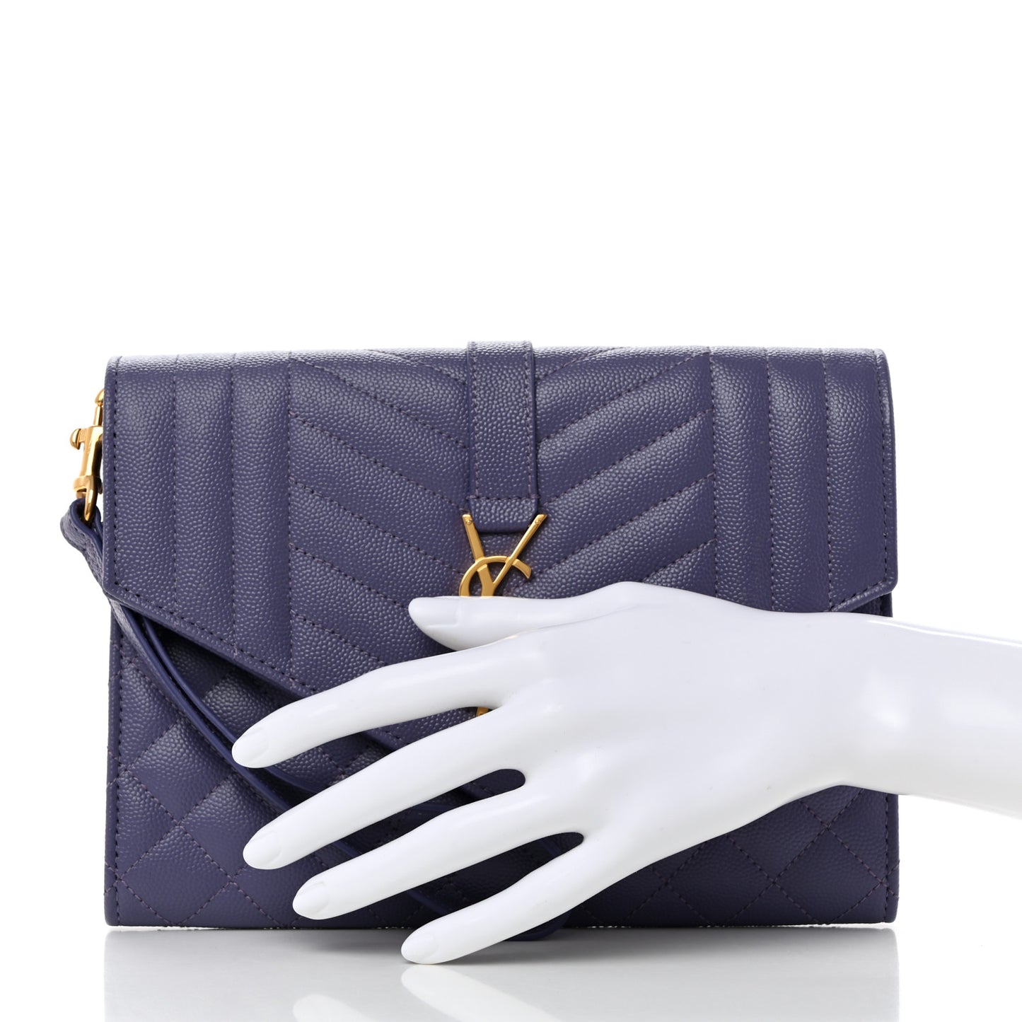 Grain De Poudre Textured Mixed Matelasse Triquilt Monogram Clutch Dark Wisteria