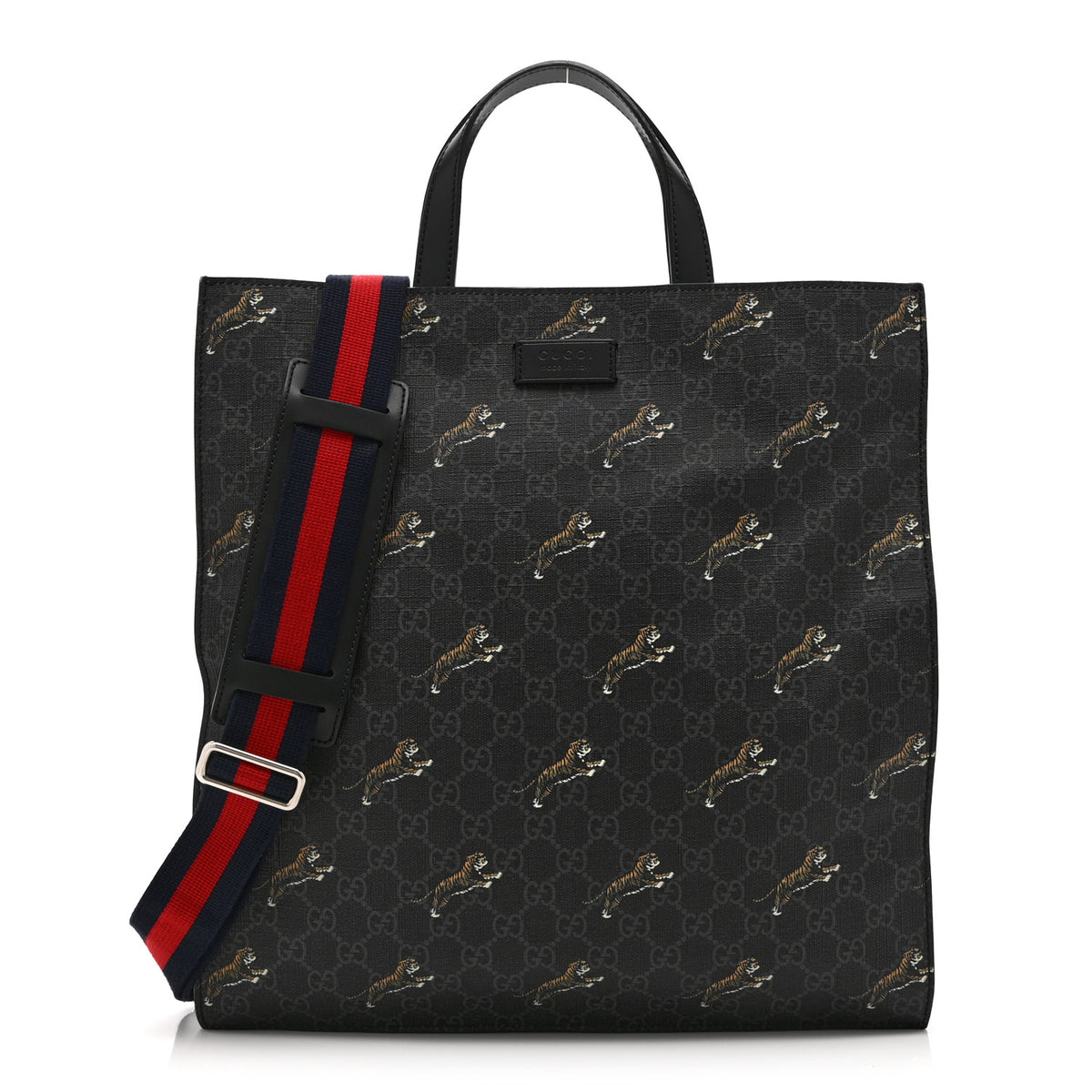 Gucci GG Supreme Monogram Tigers Web Vertical Tote Black Multicolor 1 of 11