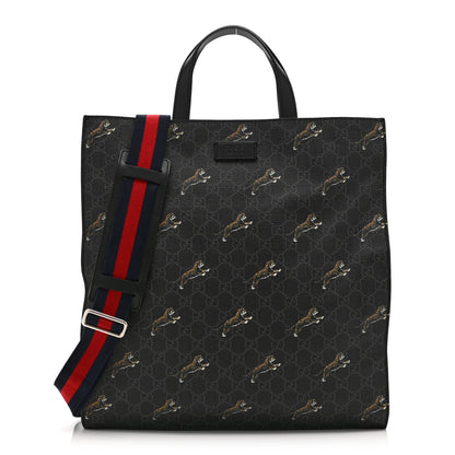 Gucci GG Supreme Monogram Tigers Web Vertical Tote Black Multicolor 1 of 11
