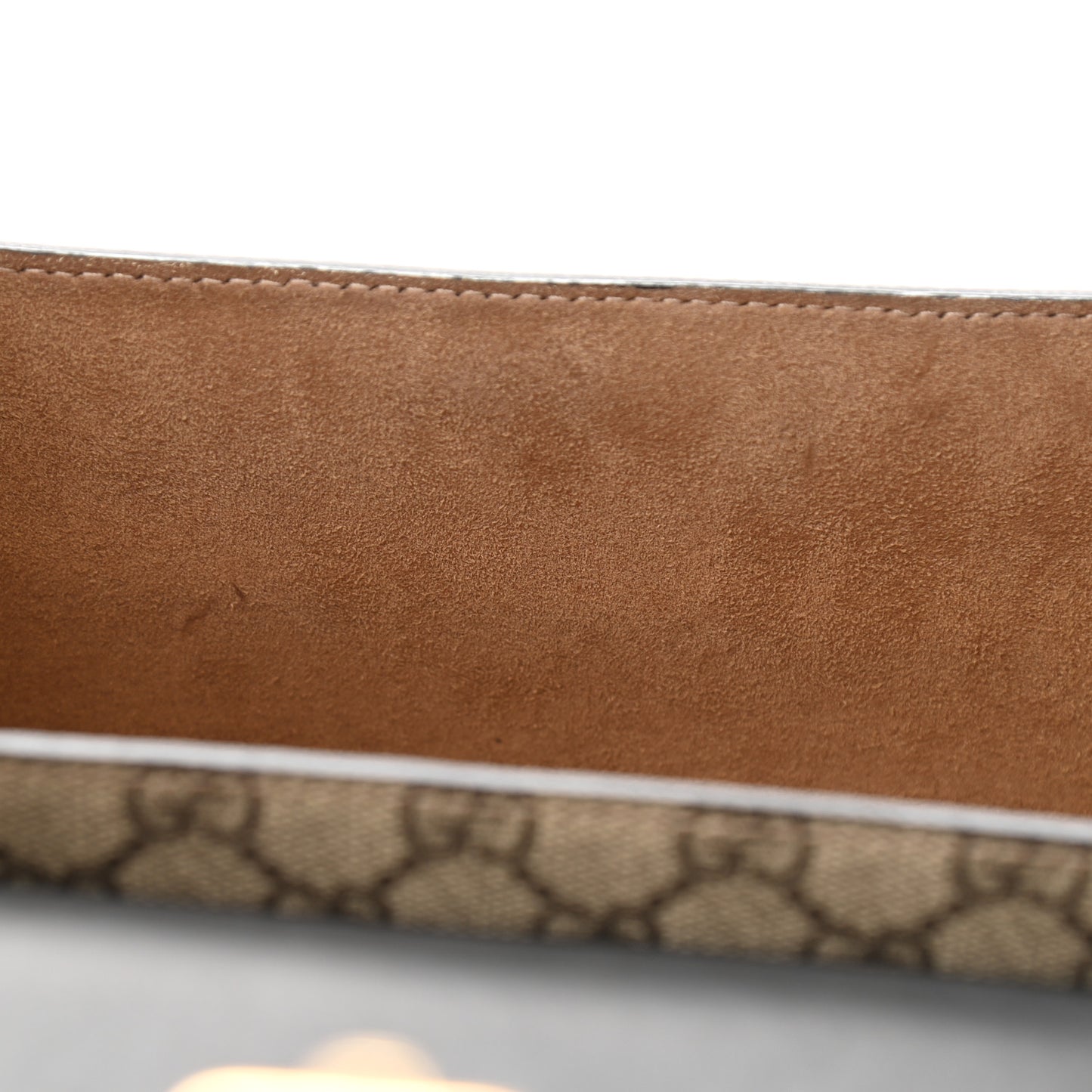 GG Supreme Monogram Small Padlock Bamboo Shoulder Bag Beige Black Cuir
