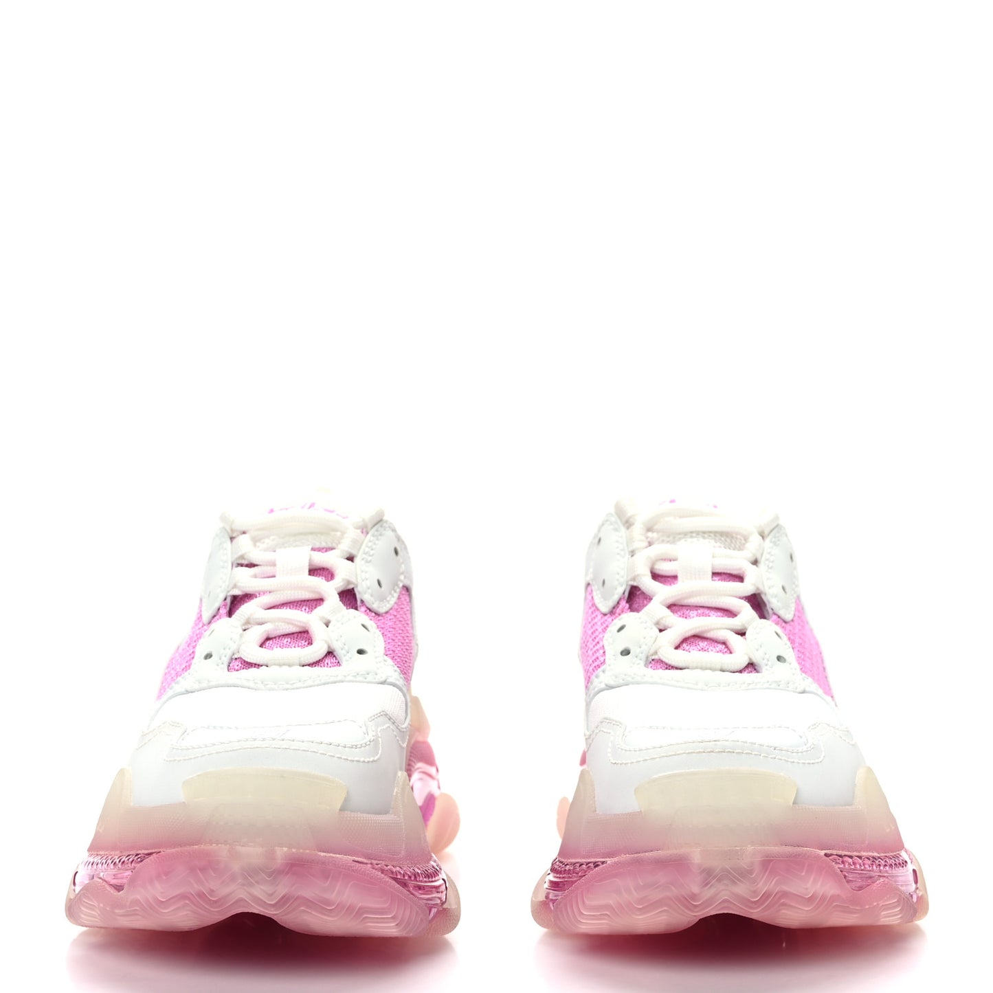 Fabric Mesh Clear Sole Womens Triple S Sneakers 37 White Pink
