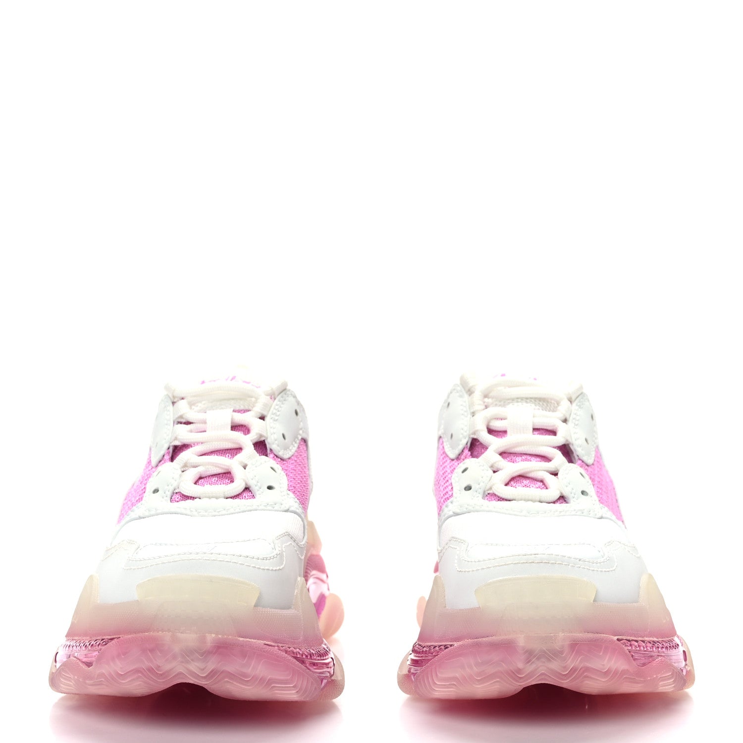 Balenciaga Fabric Mesh Clear Sole Womens Triple S Sneakers 37 White Pink 2 of 7