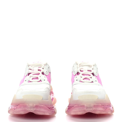 Balenciaga Fabric Mesh Clear Sole Womens Triple S Sneakers 37 White Pink 2 of 7