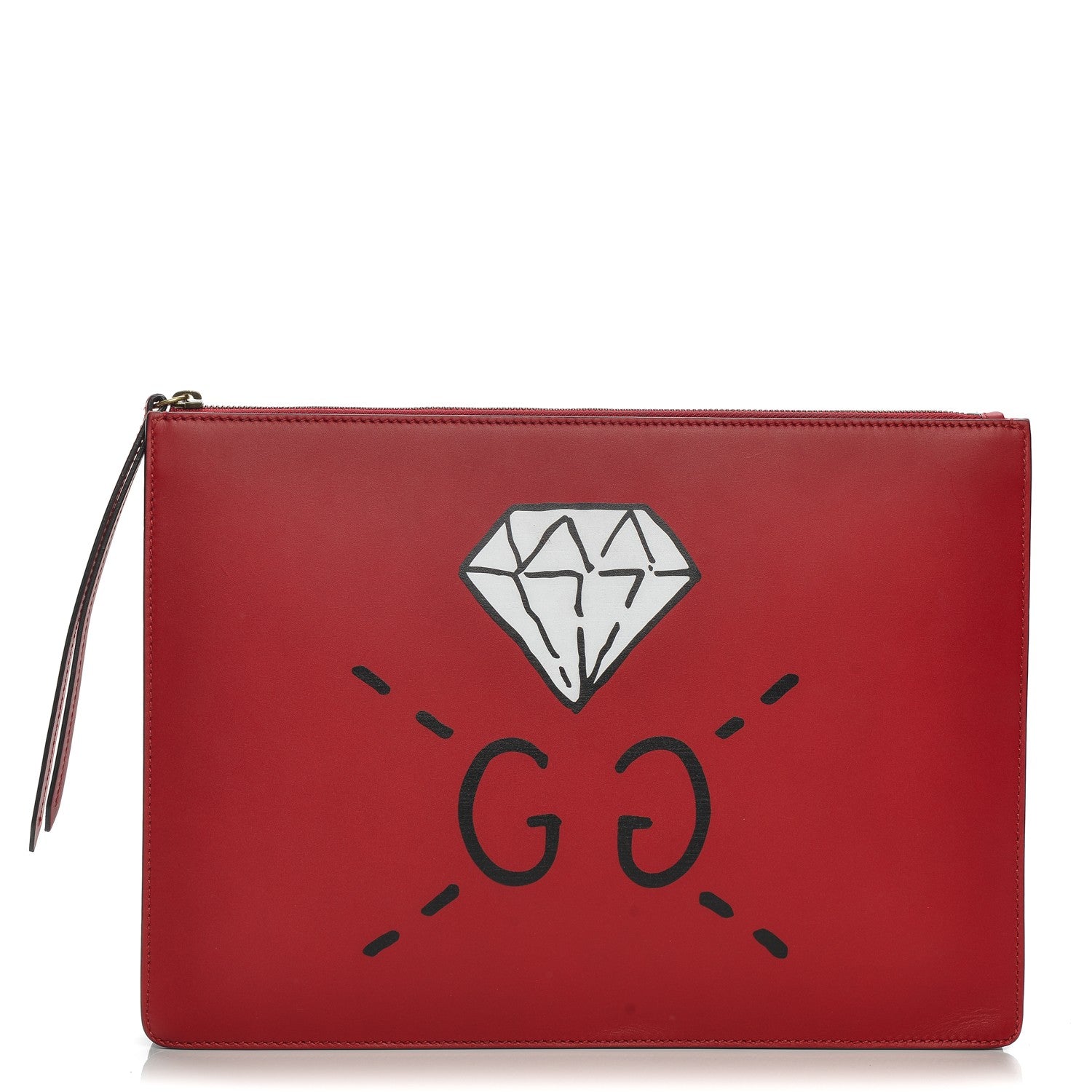 Gucci Calfskin GucciGhost Print Medium Documents Holder Hibiscus Red 1 of 8