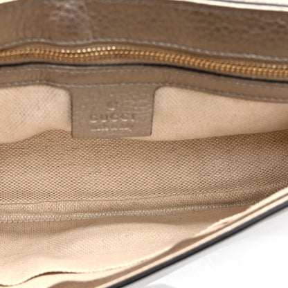 Gucci Metallic Pebbled Calfskin Medium Soho Flap Crossbody Golden Beige 5 of 11