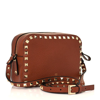 Valentino Garavani Pebbled Calfskin Rockstud Camera Crossbody Bag Tan 3 of 11