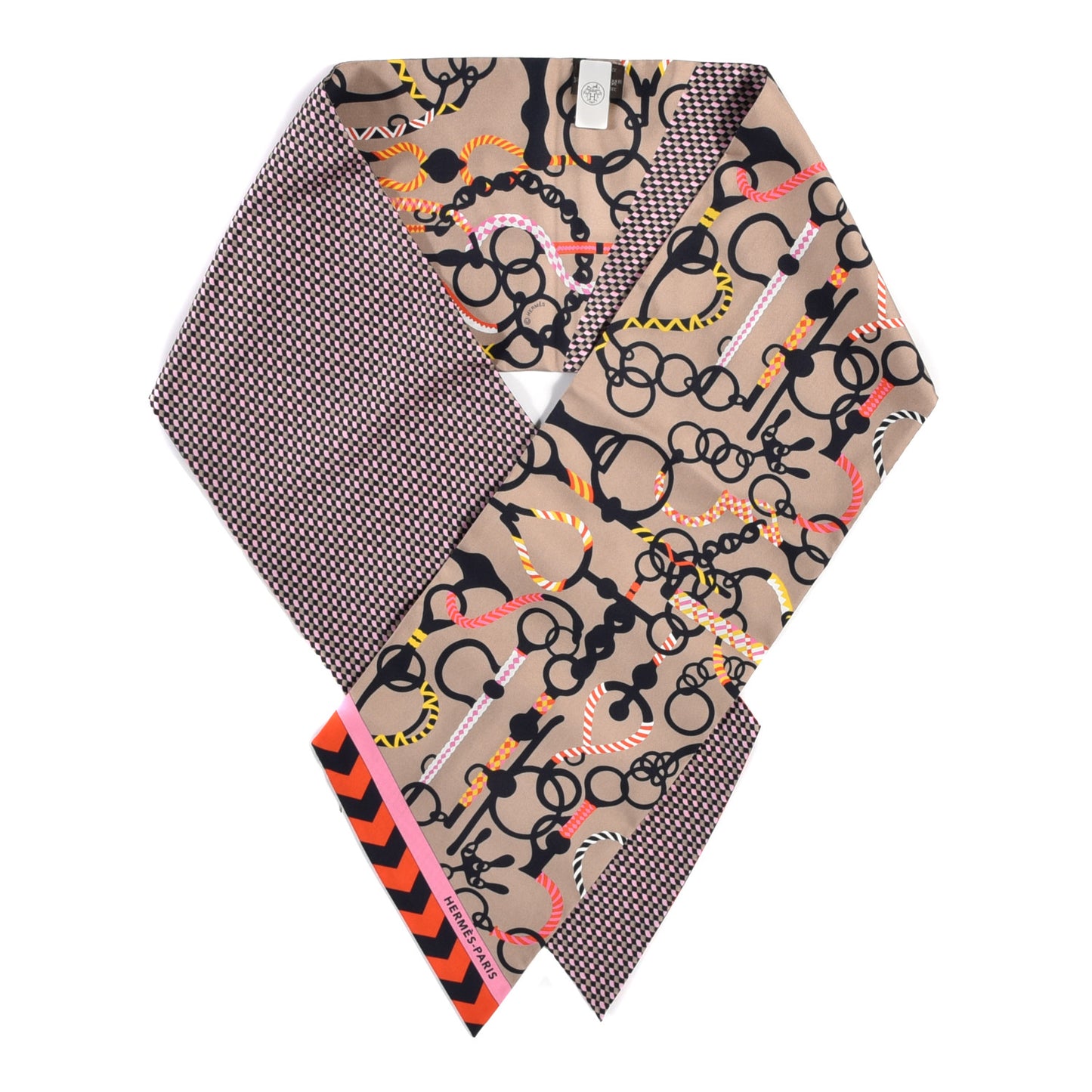 Silk Mors Et Tresses Maxi Twilly Cut Gris Beige Black Rose Vif