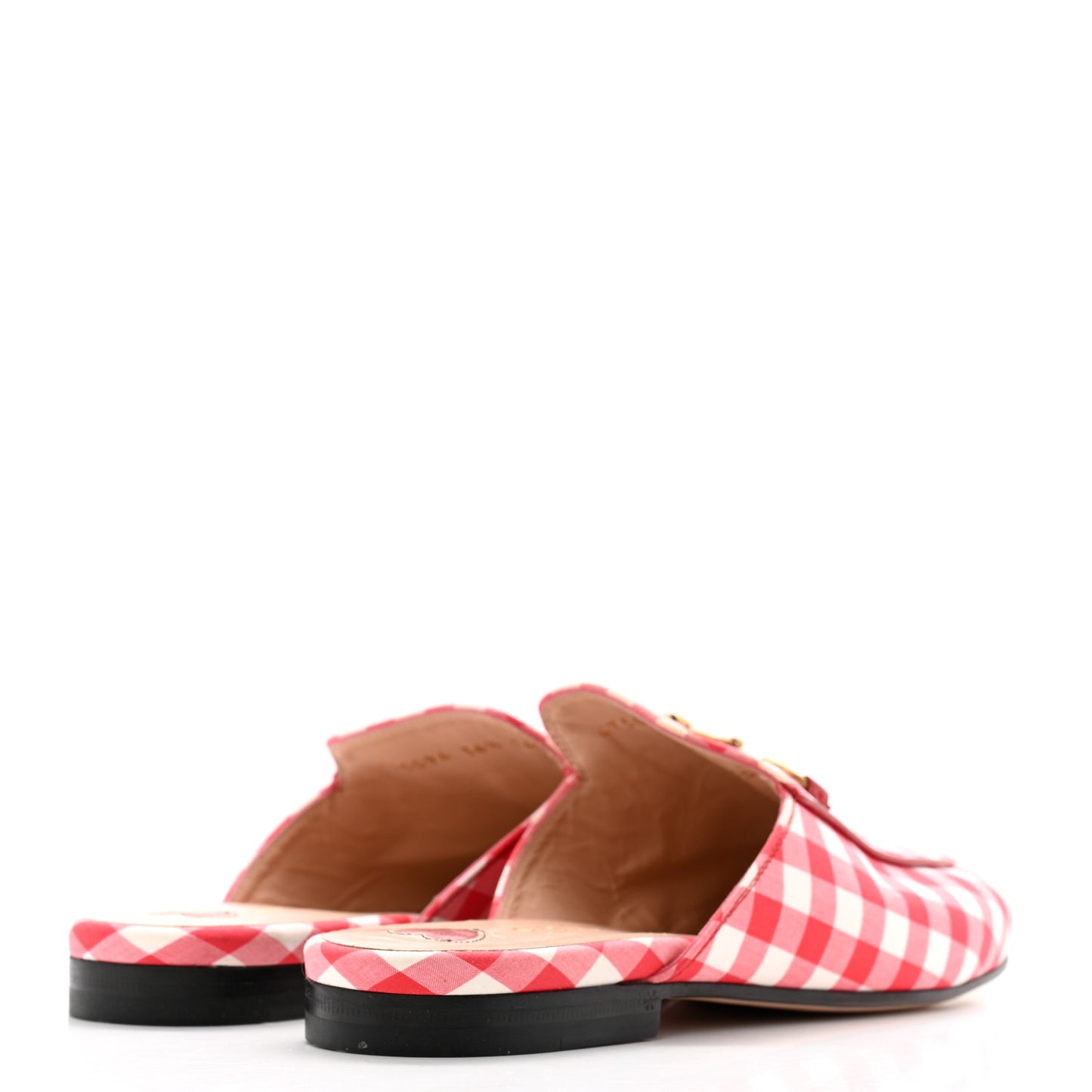 Cotton Gingham Womens Princetown Slippers 36.5 White Red