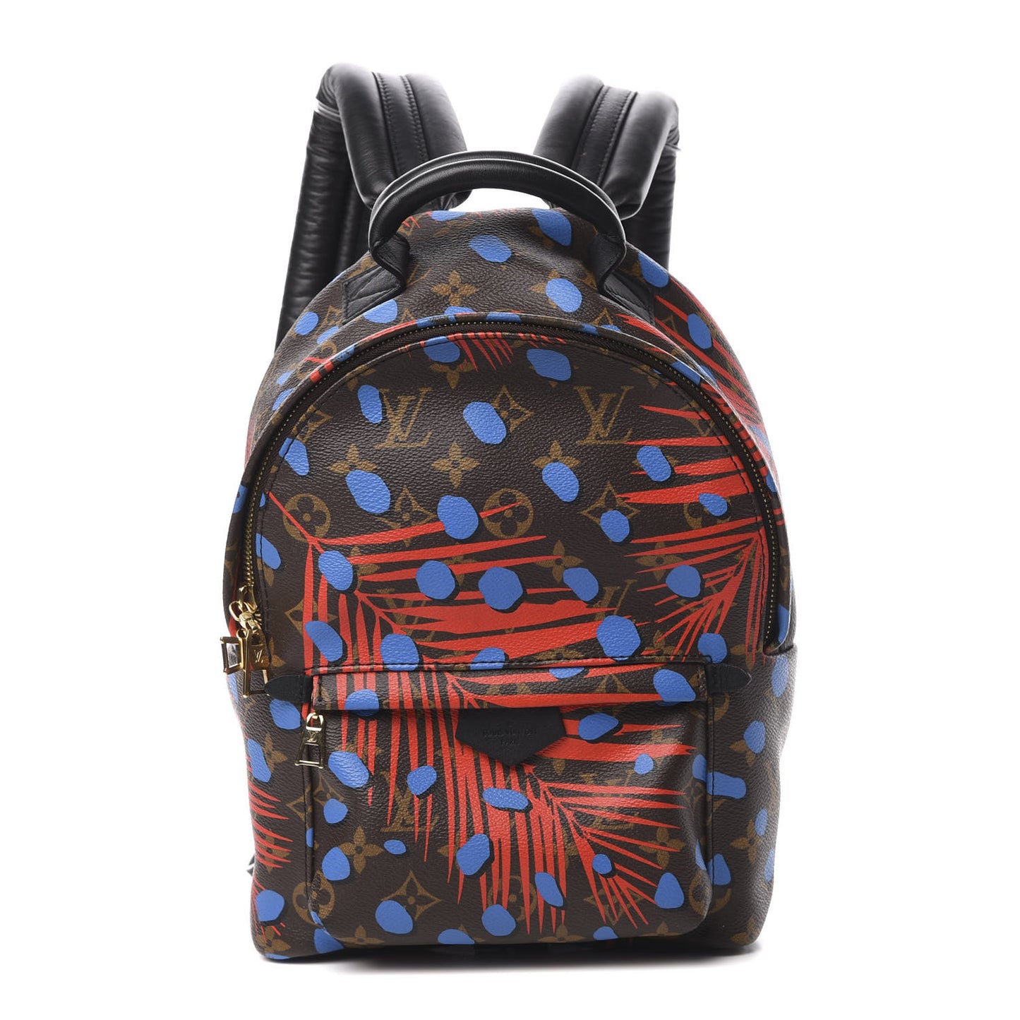 Monogram Jungle Dots Palm Springs Backpack PM Coquelicot Denim